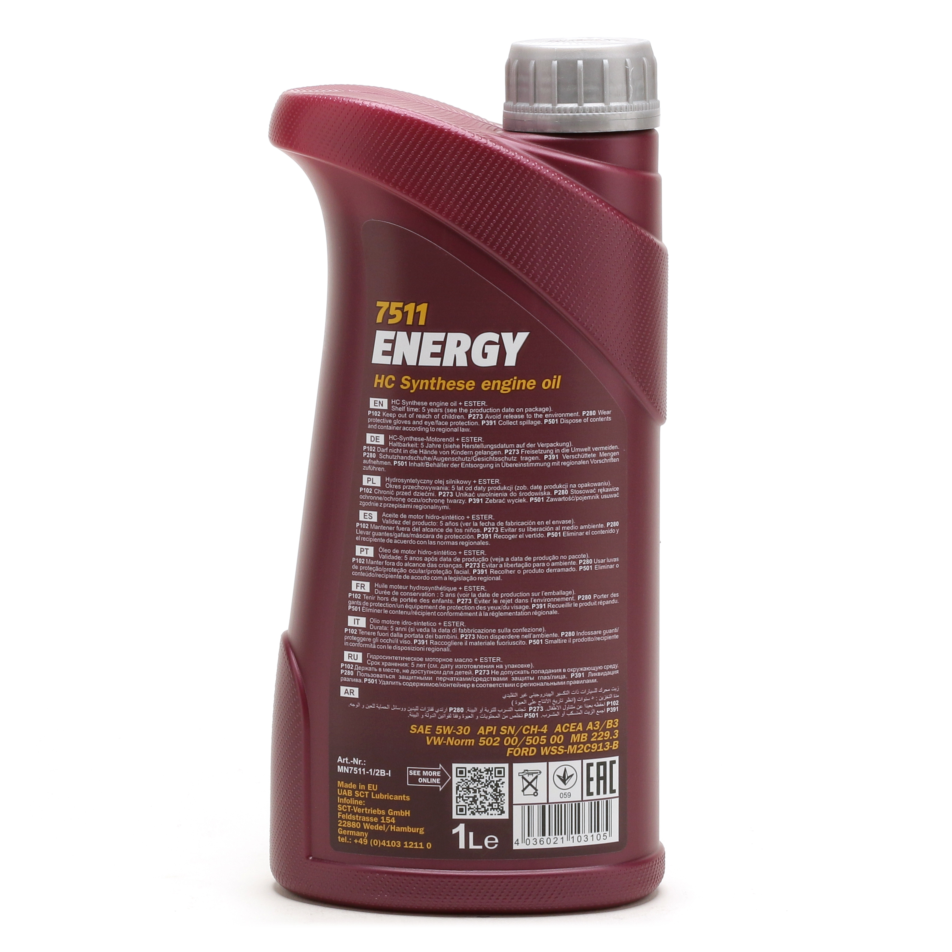 Mannol 7511 Energy 5W-30 synthetisches Motoröl 1l Flasche